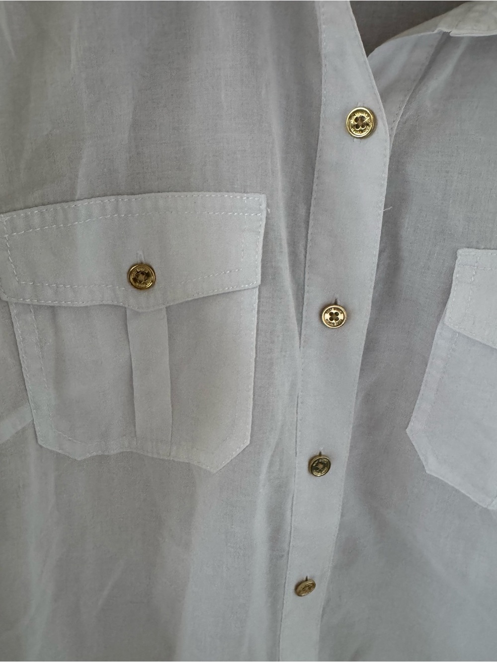 Tory Burch White Button-Down Shirt with Gold Buttons - Picture 1 of 7